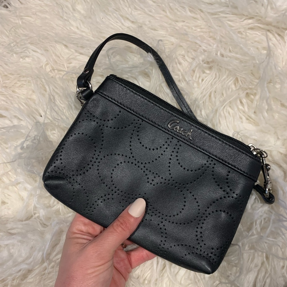 Black Coach wristlet perforated